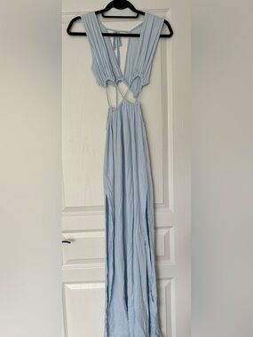 Light Blue Women's Maxi Dress with Open Back - Brand